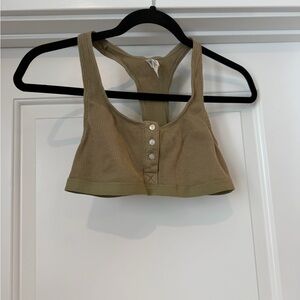 Madewell Olive Ribbed Sports Bra